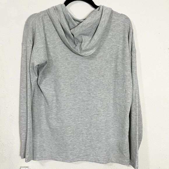 MICHAEL Michael Kors Gray Cowl Neck Waffle Knit Thermal Rhinestone Logo Top‎ NWT - Picture 5 of 13